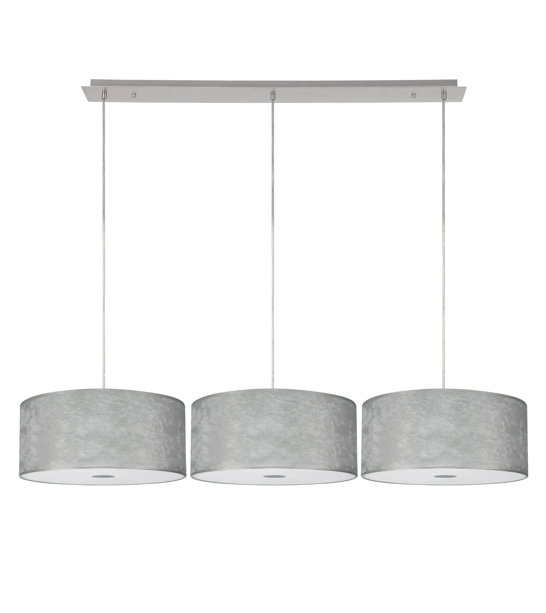 Baymont 40cm Shade 2m 3 Light Pendant Polished Chrome; Silver Leaf; Frosted Diffuser DK0804  Deco Baymont CH SL